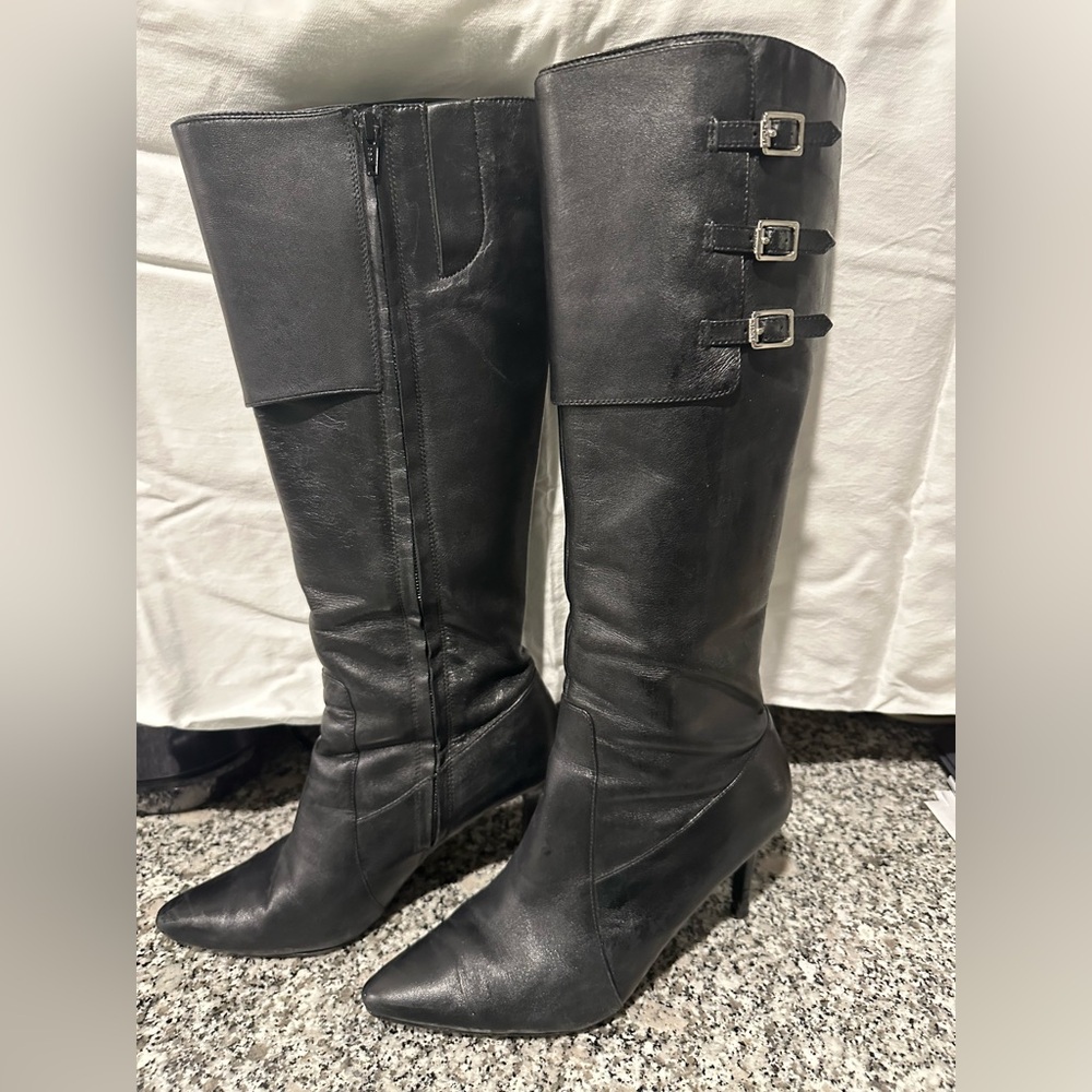 Ralph Lauren Black Leather Tall Boot. Size 7 M